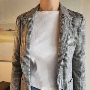 H&M Stretch Blazer Houndstooth Black & White